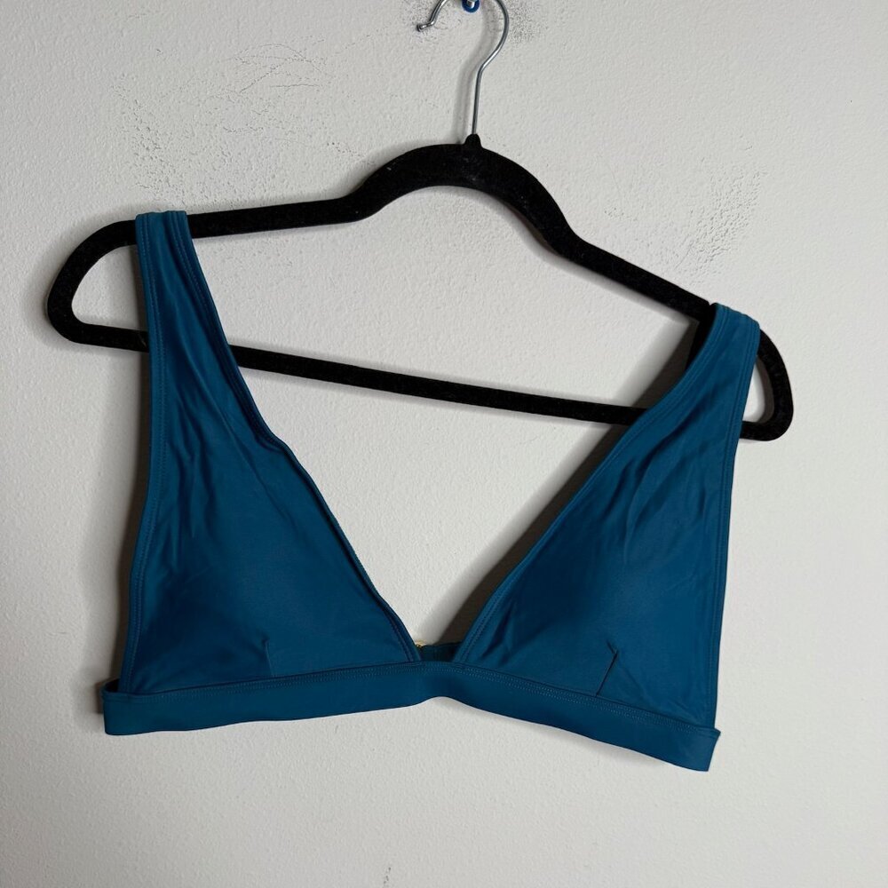 summersalt Women's 10 Blue Swim Top Deep V-Neck‎ Adjustable Straps Bikini Suit - Picture 2 of 4
